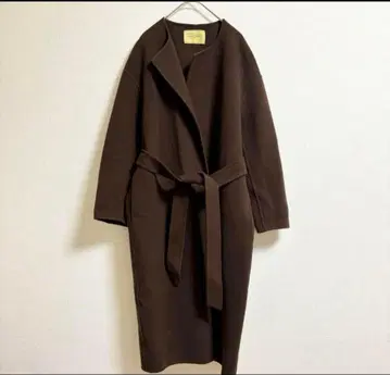 UNITED ARROWS 리버 노카라 코트 브라운 롱 코트