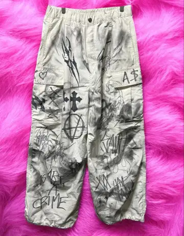 리메이크 이지 팬츠 카고 y2k 그런지 아트