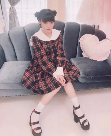 체크 세일러 원피스