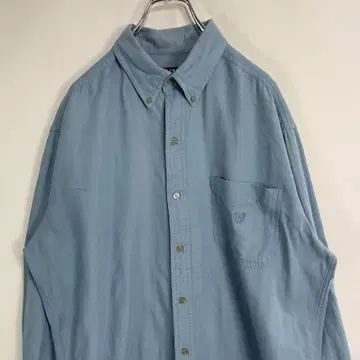 CHAPS 랄프 로렌 자수 로고 스카이블루 긴팔 BD 셔츠 구제 의류 L