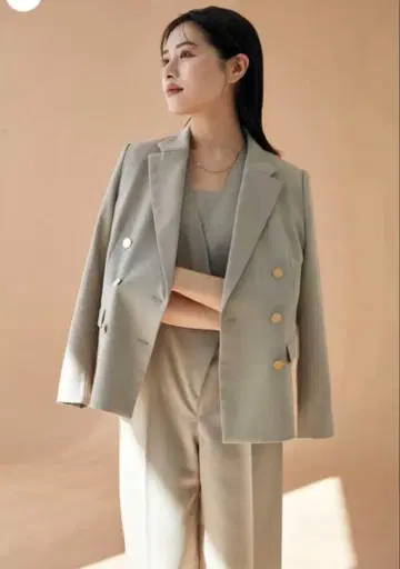 로브 블랑 Double Breasted Blazer 자켓 브라운