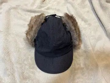 퍼 달린 데님풍 플라이트 캡