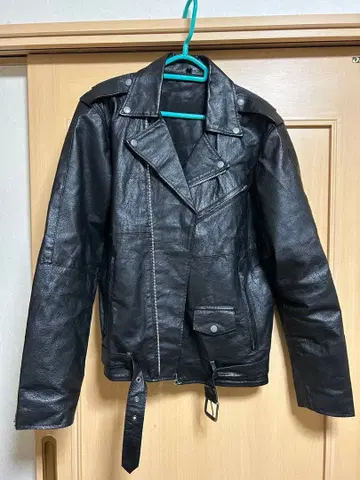 천연 가죽 더블 라이더 자켓 블랙 사이즈 42