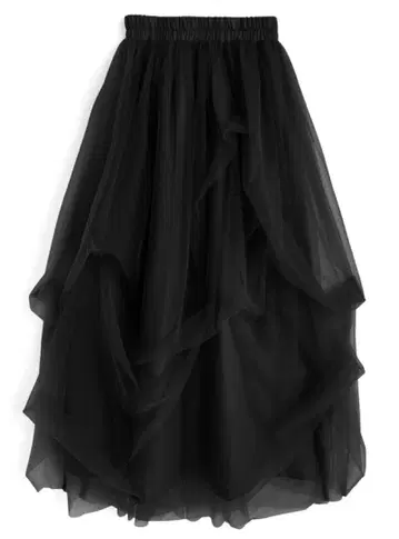 볼륨 튤 플레어 롱 스커트 [dk1550]