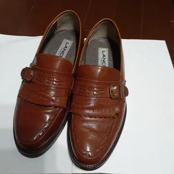 LANCEL 란셀 브라운 24cm EEE 가죽 로퍼 버클 포함
