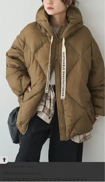 퓨어세신 리사이클 다운 집업 후드 자켓 블랙