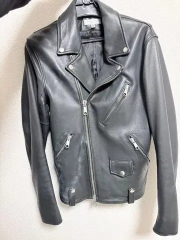 BEAUTY&YOUTH 램 가죽 라이더 자켓