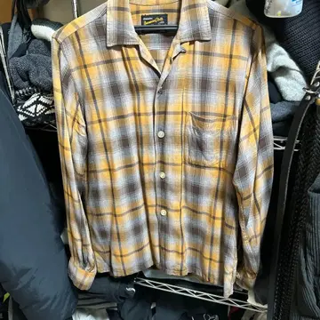 50s 60s 레이온 셔츠 체크 옴브레 vintage