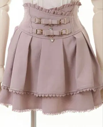 LIZLISA 2단 리본 벨트 치마바지 핑크