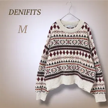 데니피츠 노르딕 올 패턴 니트 스웨터 복슬복슬 오버 사이즈 M