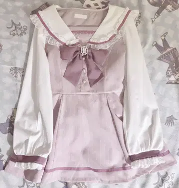 LIZLISA 세일러 카라 셋업 긴팔 핑크