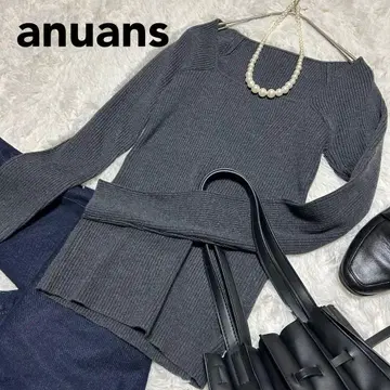 컨디션 최상 anuans 캐시미어 블렌드 데콜테 리브 니트 그레이