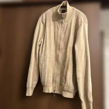 HUGO BOSS 베이지 집업 가죽 자켓