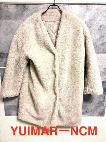 아이보리 플리스 롱 코트