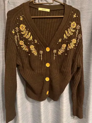 SNIDEL 자수 브라운 가디건 F 사이즈