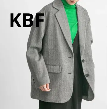 KBF 헤링본 자켓 코트 울 혼방