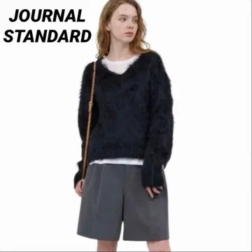 JOURNAL STANDARD V넥 풀오버 샤기 니트 M 블랙