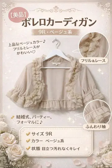 [ 새상품급 ] 볼레로 가디건 ( 9R 핑크 계열 베이지 ) S에 가까움