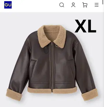 GU 페이크 무스탕 숏 플라이트 자켓 다크 브라운 XL 348255