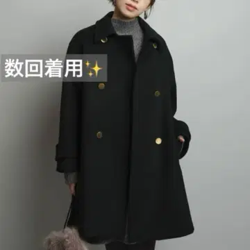 새상품급 JUSGLITTY 스탠다드 P 코트 울 네이비 블랙 롱 코트