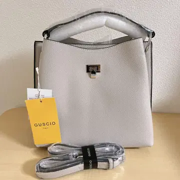 택 포함 미사용품 GUSCIO 원 핸들 스퀘어 핸드백 그레이지
