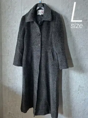 그레이 울 혼방 버튼 달린 롱 코트