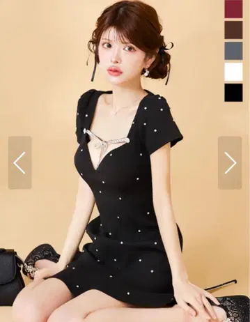 JEWELS 비쥬 리본 머메이드 미니 드레스