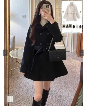 벨트 포함 스탠드 칼라 미들 기장 코트