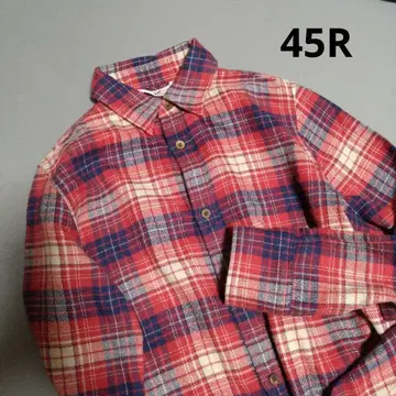 새상품급 45rpm 45R 코튼 체크 플란넬 셔츠 빨파 여성용