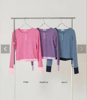 tinajojun 보더 헨리넥 티셔츠 퍼플