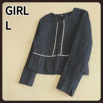 걸 트위드 자켓 L 노카라 자켓 GIRL