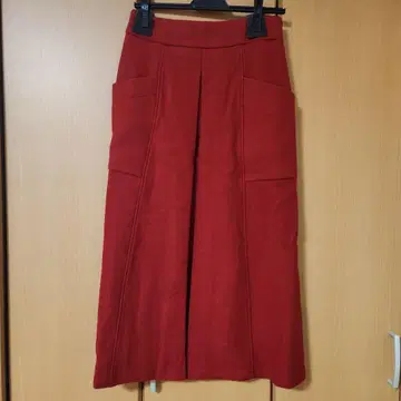 야마다야 Aga 빨간색 롱 기장 스커트 앞 포켓 부착