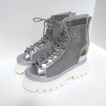 HARE 메쉬 레이스업 부츠 샌들 실버 M