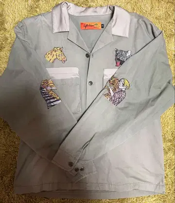 left Alone 동물 자수 자켓 M 그레이