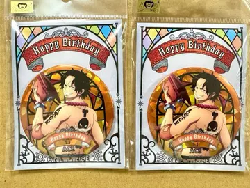 ONE PIECE 무기와라 스토어 홀로그램 캔뱃지 에이스 2종 세트