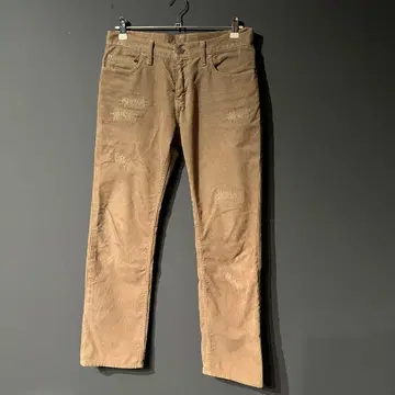 R.H BINTAGE 데미지 가공 베이지 코듀로이 팬츠