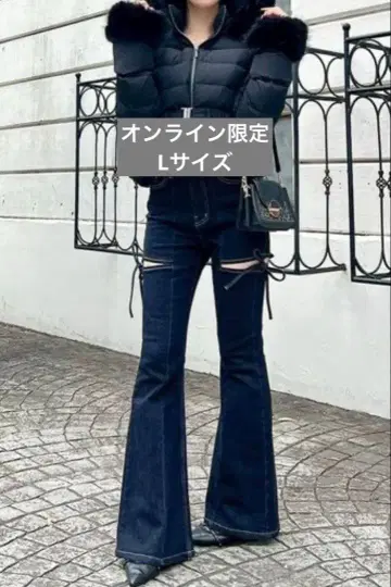 컷 아웃 리본 데님 팬츠 RESEXXY