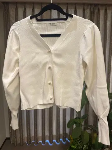 SALON adam et rope 화이트 리브 가디건