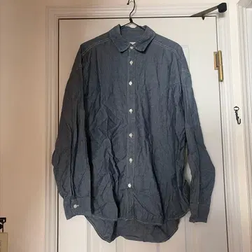 데님풍 다크 블루 긴팔 셔츠