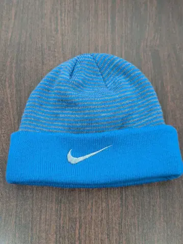 00s Y2K 나이키 스트라이프 니트 모자 파랑