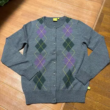 AIGLE 에이글 아가일 무늬 가디건 M 사이즈 그레이 중고품