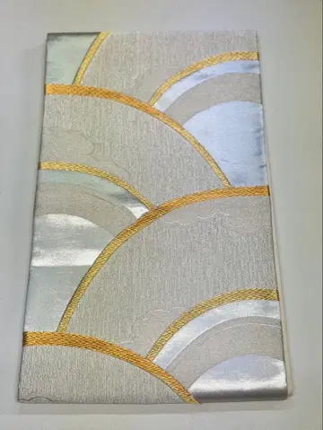 후쿠로 오비 실버 골드 파도 무늬 심플