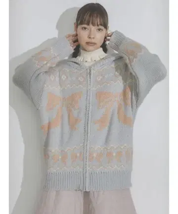 메리제니 ribbon 자카드 코위찬 니트