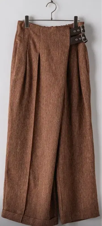 더블 벨트 비대칭 트위드 슬랙스 Casper John