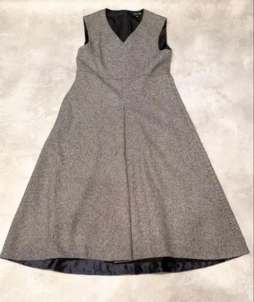 드로어 Drawer 울 혼방 V넥 롱 원피스 트위드