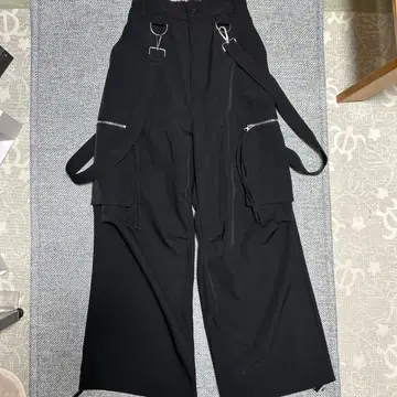 LILL 서스펜더 와이드 팬츠 S 블랙