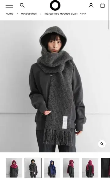 Margarines Hooded Scarf gray