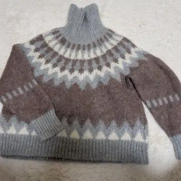 바토너 BATONER 노르딕 스웨터 레어 컬러/그레이 x 모카 새상품급