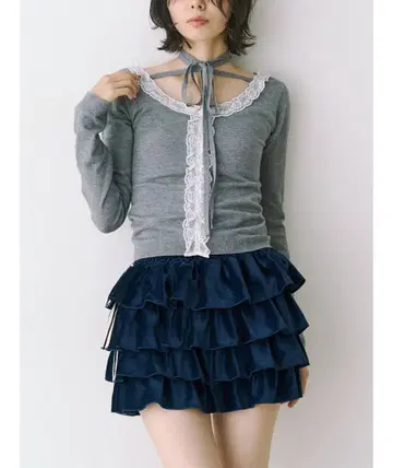 jouetie 레이스 도킹 니트 그레이 택 포함 미사용 새상품