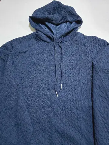 네이비 케이블 디자인 후드 부착 후드티 상하의